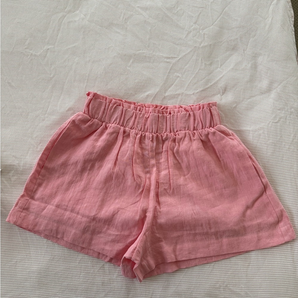Solaí the Label High Waist Pink Linen Women's Shorts